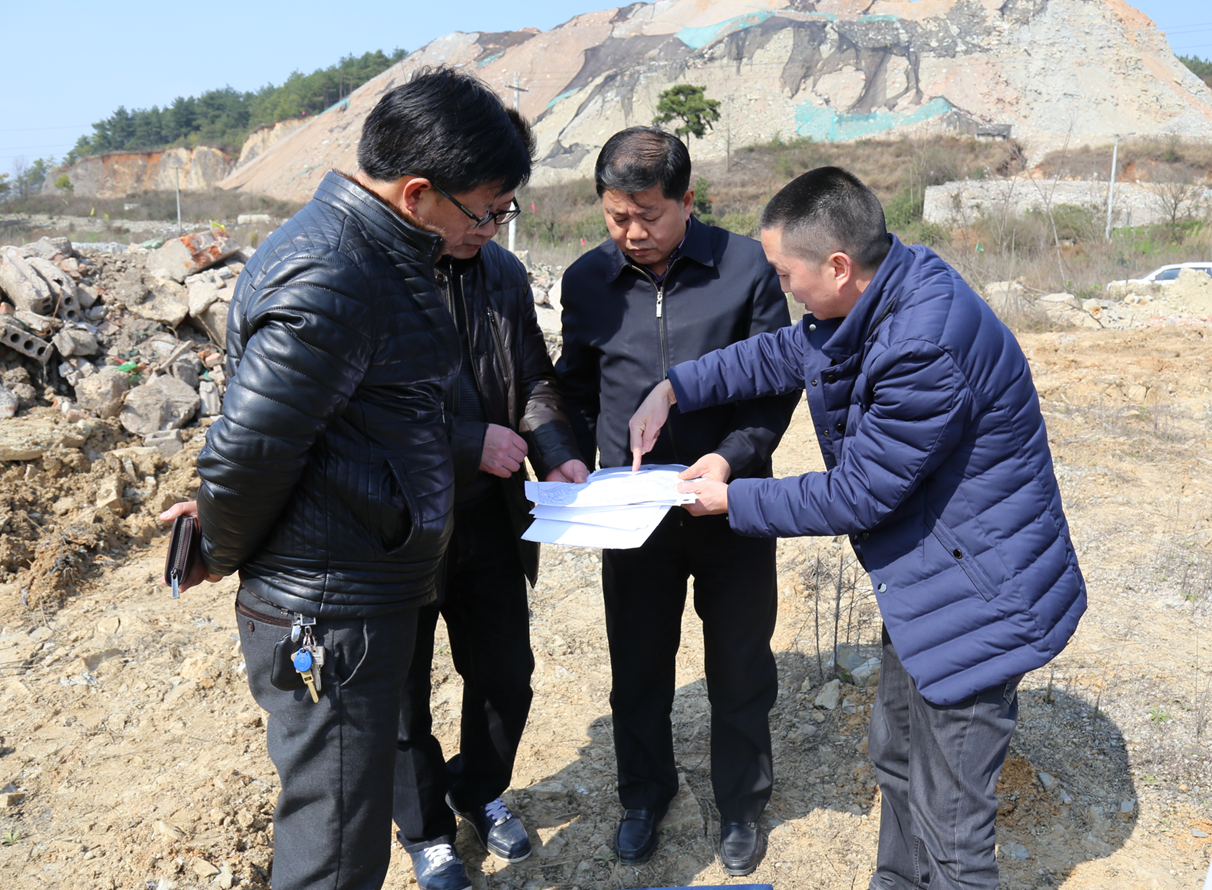 付贵林局长（右二）详细了解下坝土地周边规划情况。（赵飞  摄）.png